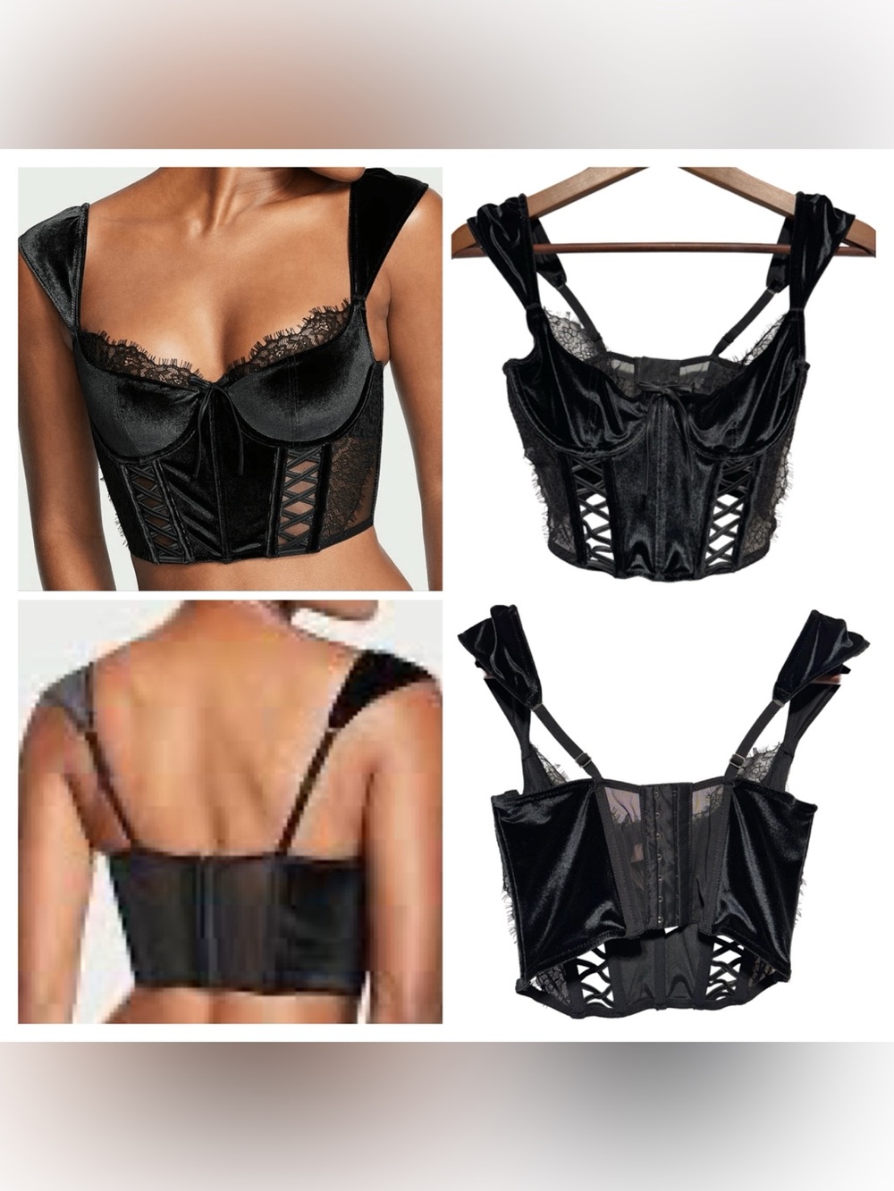 VICTORIA’S SECRET Dream Angels Velvet Lace Corset Bustier Goth Coquette S